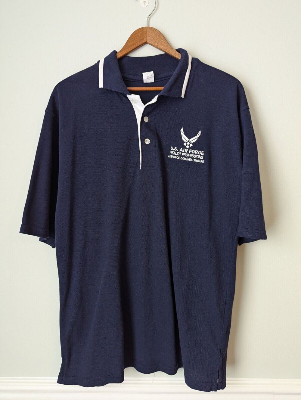 US Air Force Polo Shirt Mens Medium Navy Blue Health Professional Doctor Nurse